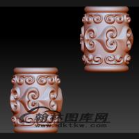 仿古心形桶珠手串立体圆雕图（BLG-291）