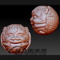 荷叶包猴子圆珠手串立体圆雕图（BLG-452）