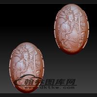 核雕门神手串立体圆雕图（BLG-295）