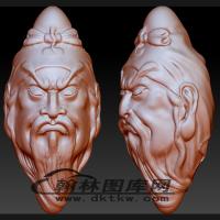 核雕关公头手串立体圆雕图（BLG-555）