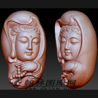核雕观音头立体圆雕图（BLG-554）